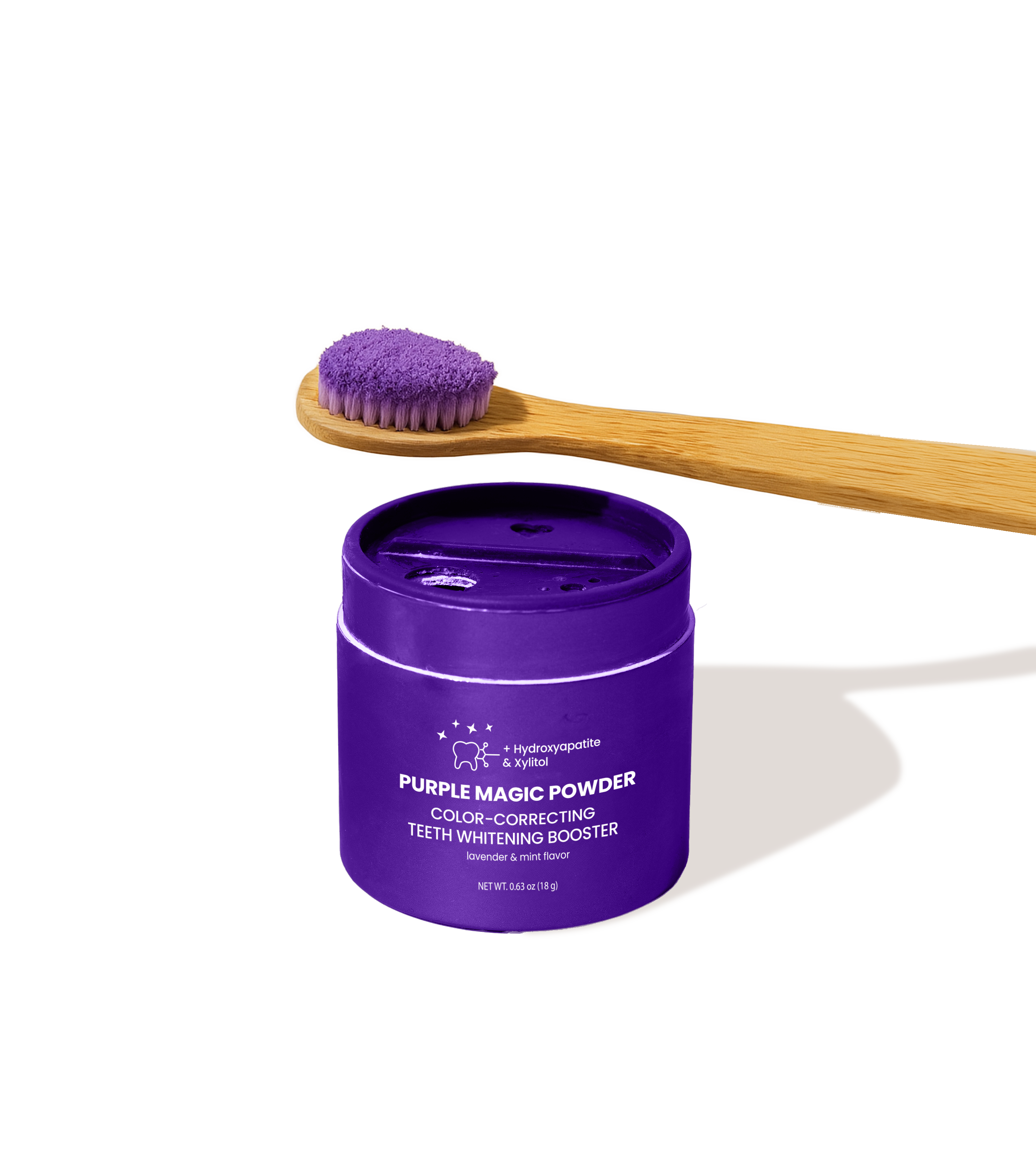 Purple Brightening Magic Whitening Toothpaste Booster® Powder with Hydroxyapatite — World’s First + Enamel Rebuilding