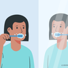 brushing lips with toothbrush