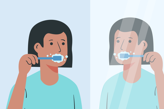 brushing lips with toothbrush