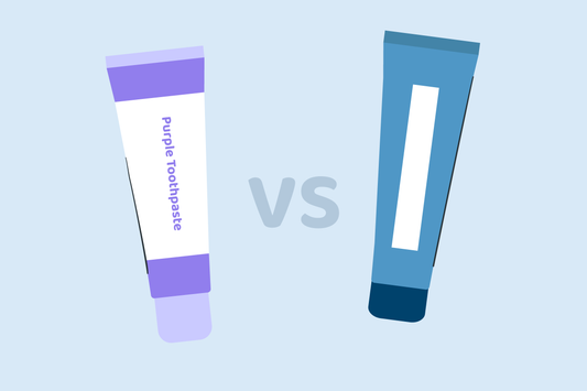 purple toothpaste vs. whitening toothpaste