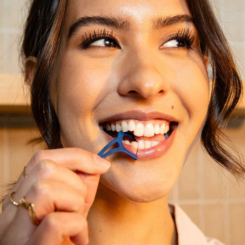 SNOW® Whitening Floss Picks with Activated Charcoal Technology - Thin Yet Strong Fibers That Remove Stains Between Teeth Using Natural Detoxifying Power
