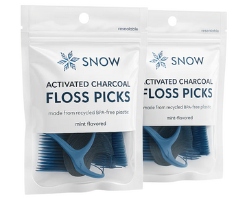 SNOW® Whitening Floss Picks with Activated Charcoal Technology - Thin Yet Strong Fibers That Remove Stains Between Teeth Using Natural Detoxifying Power
