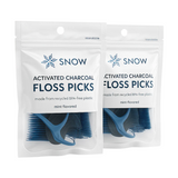 SNOW® Whitening Floss Picks with Activated Charcoal Technology - Thin Yet Strong Fibers That Remove Stains Between Teeth Using Natural Detoxifying Power