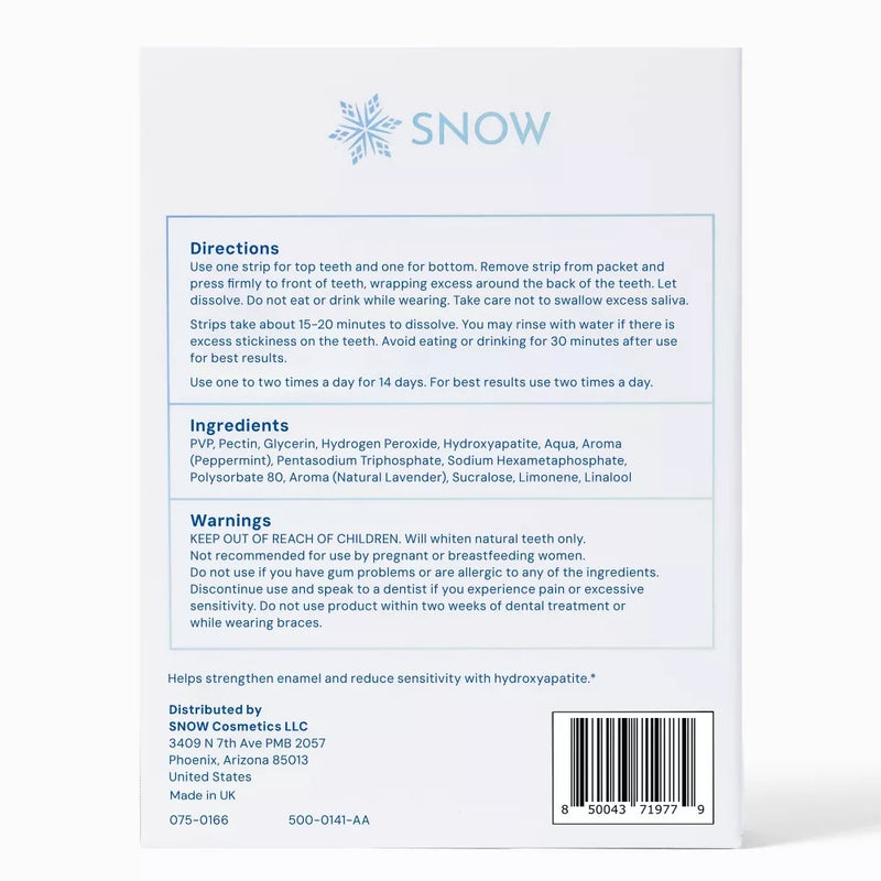 SNOW® Dissolving Teeth Whitening Strips with Hydroxyapatite | 2 Pack | 42 Treatments